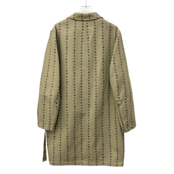 Louis Vuitton Brown Monogram Long-Sleeve Cotton Coat 46 Made In Italy - Picture 2 of 7